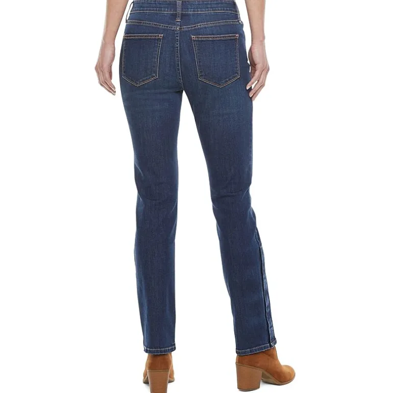 St. John's Bay Womens Mid Rise Adaptive Easy-on + Easy-off Straight Leg Jean