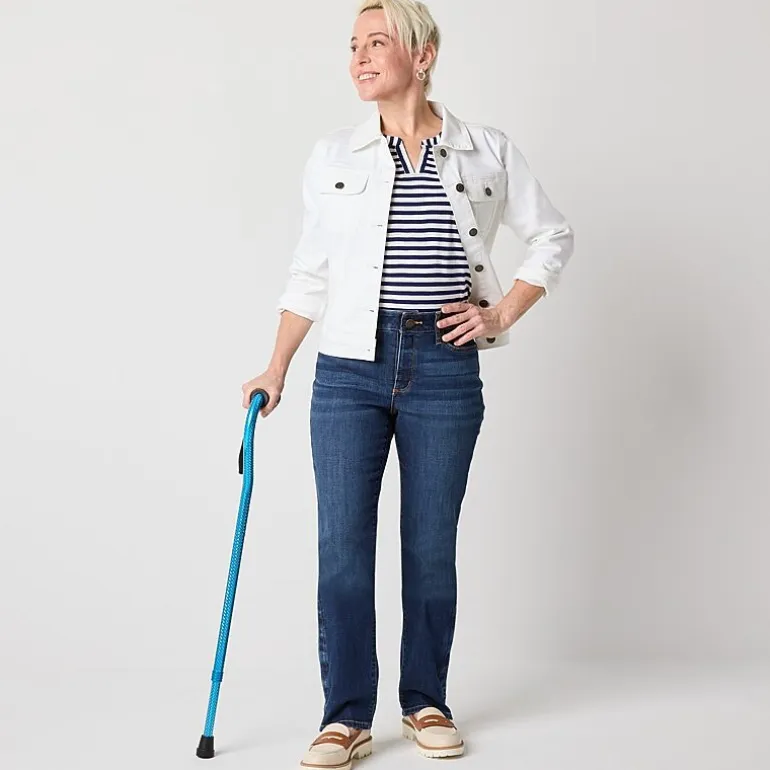 St. John's Bay Womens Mid Rise Adaptive Easy-on + Easy-off Straight Leg Jean