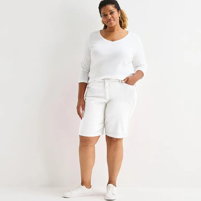 St. John's Bay Womens 11" Mid Rise Plus Bermuda Short