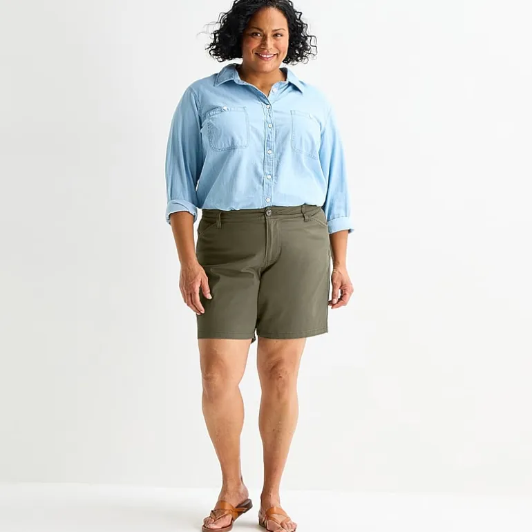 St. John's Bay Womens 8" Mid Rise Plus Chino Short