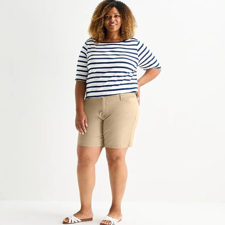 St. John's Bay Womens 8" Mid Rise Plus Chino Short