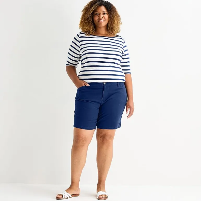 St. John's Bay Womens 8" Mid Rise Plus Chino Short