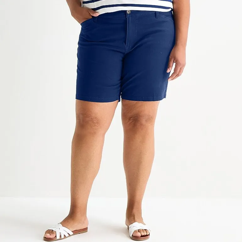 St. John's Bay Womens 8" Mid Rise Plus Chino Short