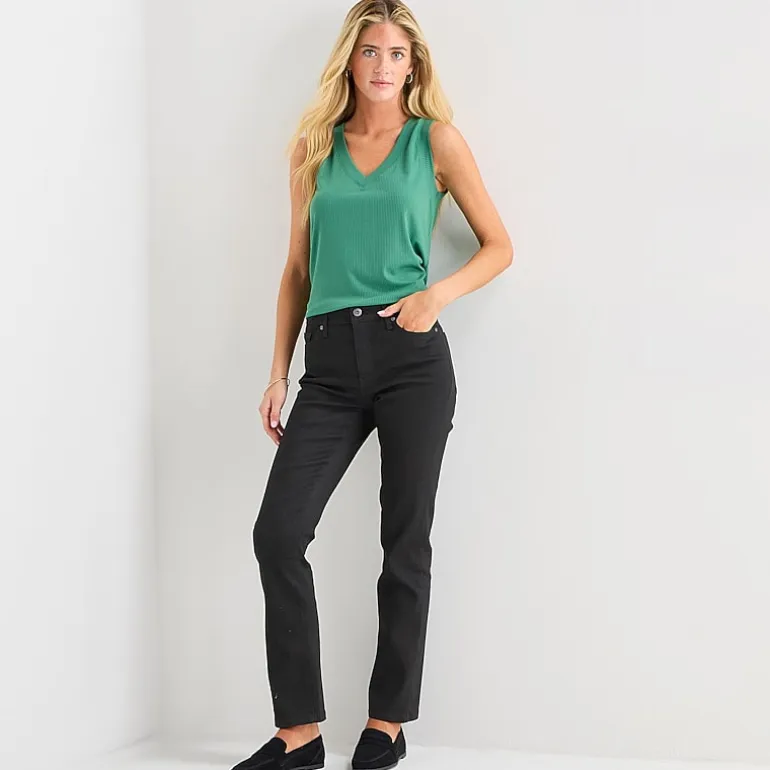St. John's Bay Womens Mid Rise Secretly Slender Straight Leg Jean