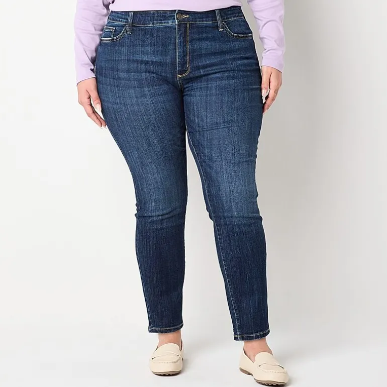 St. John's Bay Womens Mid Rise Secretly Slender Skinny Fit Jean