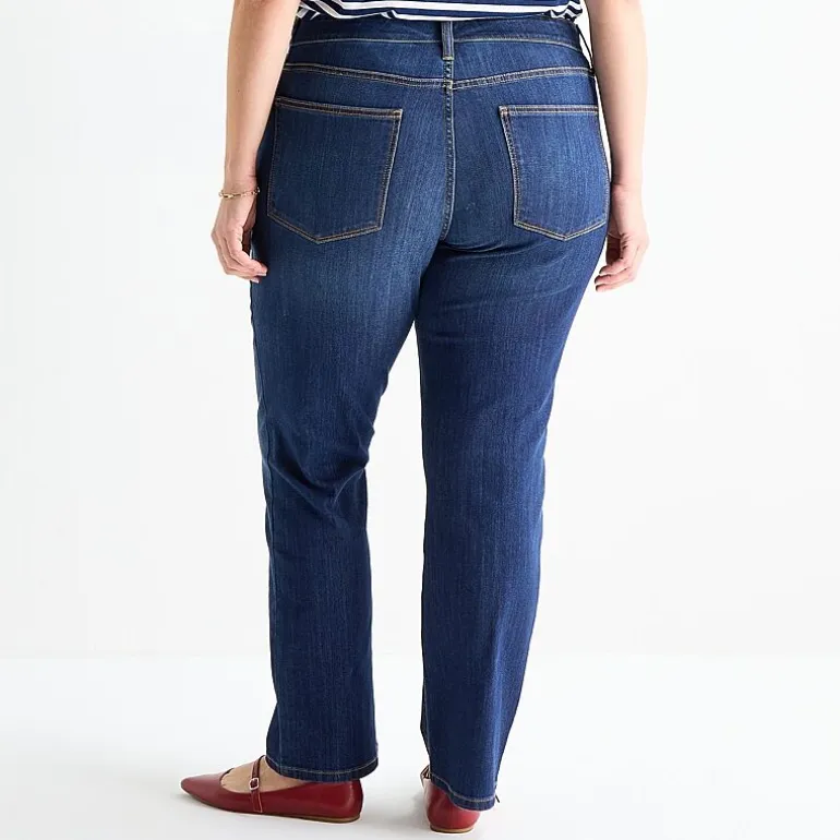 St. John's Bay Womens Mid Rise Secretly Slender Stretch Fabric Straight Leg Jean