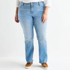 St. John's Bay Womens Mid Rise Secretly Slender Stretch Fabric Straight Leg Jean