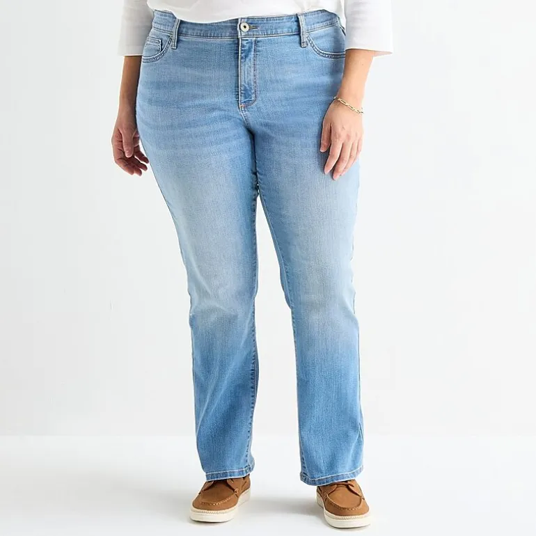 St. John's Bay Womens Mid Rise Secretly Slender Stretch Fabric Straight Leg Jean