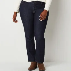 St. John's Bay Womens Mid Rise Secretly Slender Stretch Fabric Straight Leg Jean