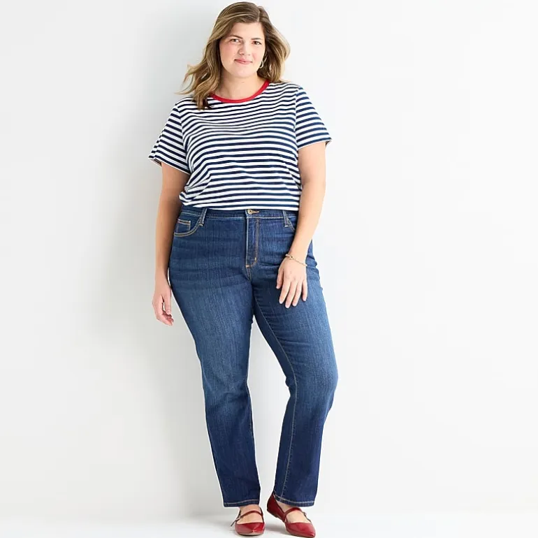 St. John's Bay Womens Mid Rise Secretly Slender Stretch Fabric Straight Leg Jean