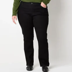 St. John's Bay Womens Mid Rise Secretly Slender Stretch Fabric Straight Leg Jean