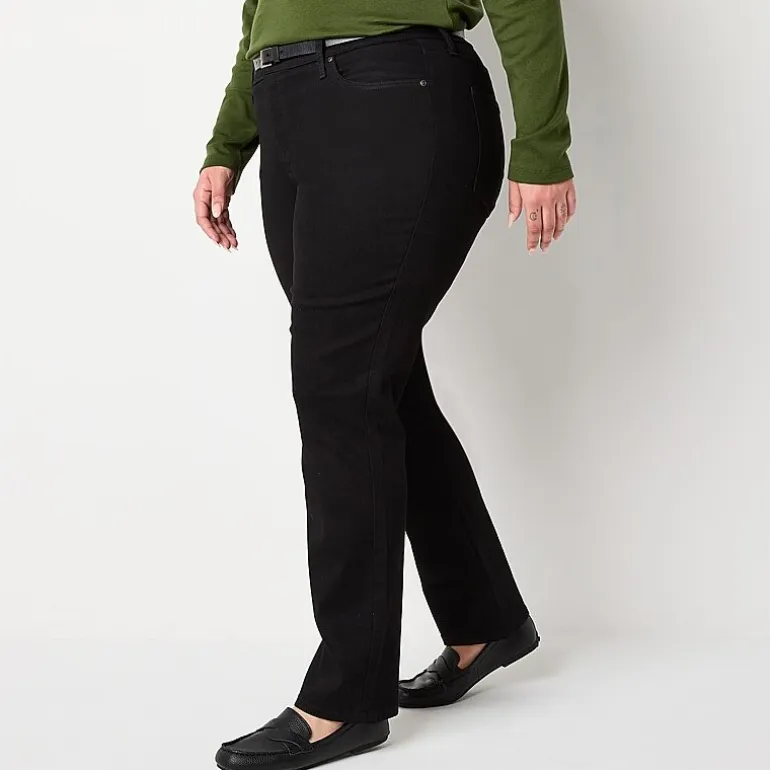 St. John's Bay Womens Mid Rise Secretly Slender Stretch Fabric Straight Leg Jean