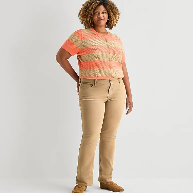 St. John's Bay Womens Mid Rise Straight Leg Jean