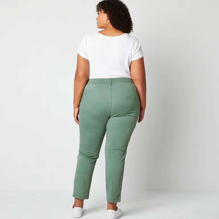 St. John's Bay Womens Plus Adaptive Easy-on + Easy-off Seated Wear Slim Mid Rise Trouser
