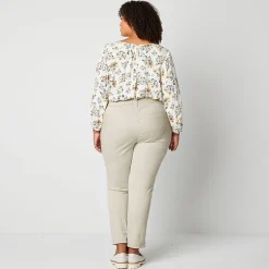 St. John's Bay Womens Plus Adaptive Easy-on + Easy-off Seated Wear Slim Mid Rise Trouser