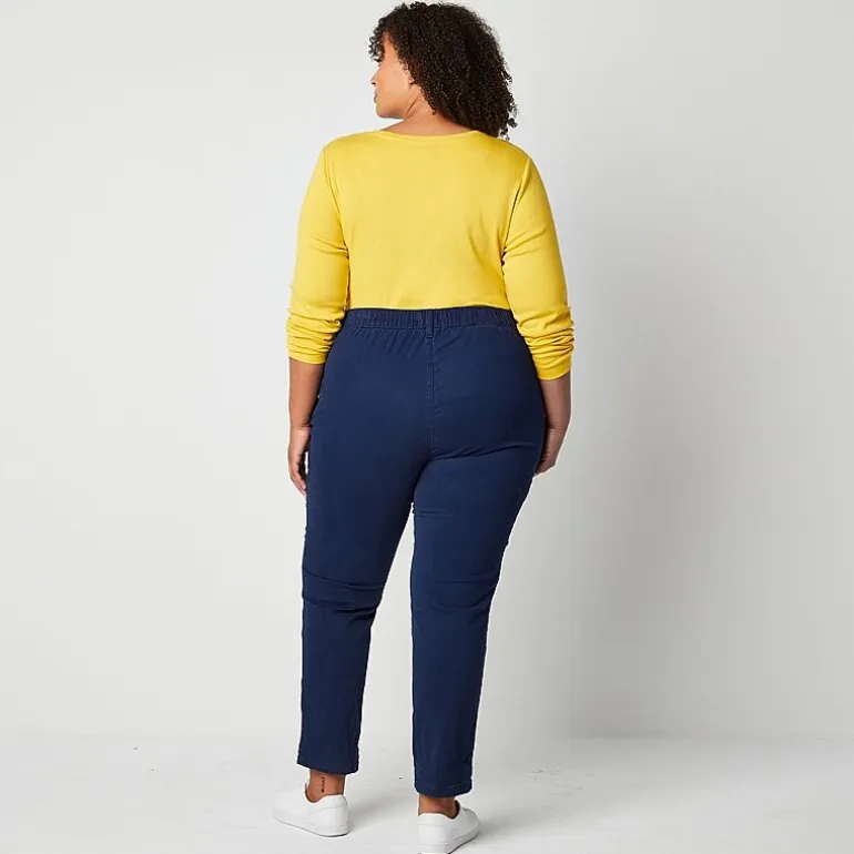 St. John's Bay Womens Plus Adaptive Easy-on + Easy-off Seated Wear Slim Mid Rise Trouser