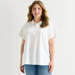 St. John's Bay Womens Plus Adaptive Short Sleeve Easy-on + Easy-off Polo Shirt