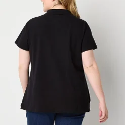 St. John's Bay Womens Plus Adaptive Short Sleeve Easy-on + Easy-off Polo Shirt