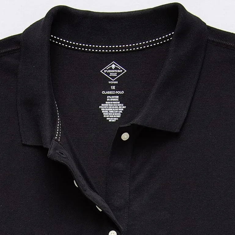 St. John's Bay Womens Plus Adaptive Short Sleeve Easy-on + Easy-off Polo Shirt