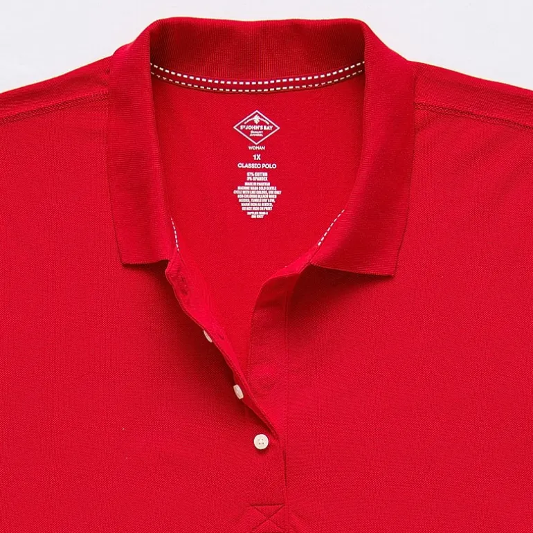 St. John's Bay Womens Plus Adaptive Short Sleeve Easy-on + Easy-off Polo Shirt
