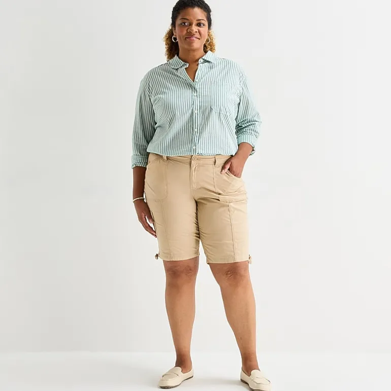 St. John's Bay Womens 11 1/2" Plus Cargo Bermuda Short