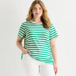 St. John's Bay Womens Plus Crew Neck Short Sleeve Regular Fit Graphic T-Shirt