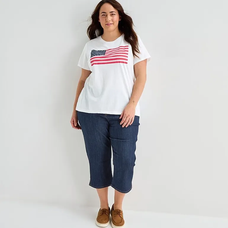 St. John's Bay Womens Plus Crew Neck Short Sleeve Regular Fit Graphic T-Shirt