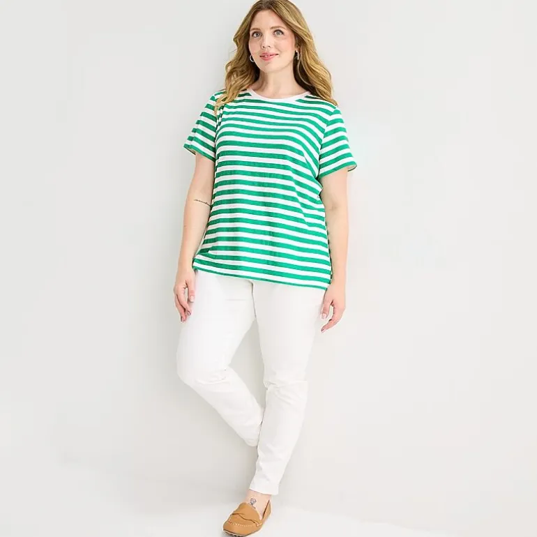 St. John's Bay Womens Plus Crew Neck Short Sleeve Regular Fit Graphic T-Shirt
