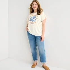 St. John's Bay Womens Plus Crew Neck Short Sleeve Regular Fit Graphic T-Shirt