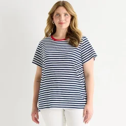 St. John's Bay Womens Plus Crew Neck Short Sleeve Regular Fit Graphic T-Shirt