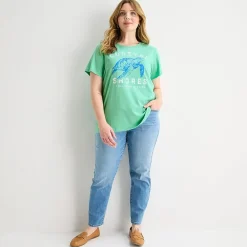 St. John's Bay Womens Plus Crew Neck Short Sleeve Regular Fit Graphic T-Shirt