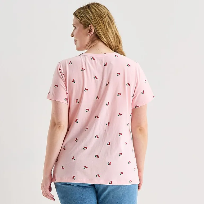 St. John's Bay Womens Plus Crew Neck Short Sleeve Regular Fit Graphic T-Shirt
