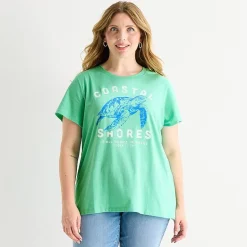 St. John's Bay Womens Plus Crew Neck Short Sleeve Regular Fit Graphic T-Shirt