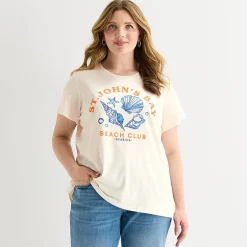 St. John's Bay Womens Plus Crew Neck Short Sleeve Regular Fit Graphic T-Shirt