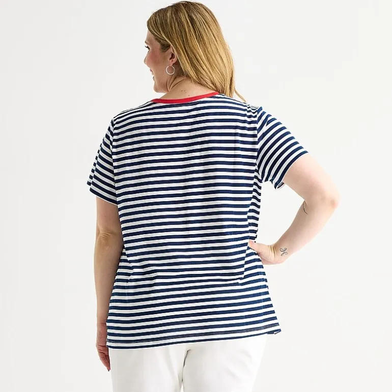 St. John's Bay Womens Plus Crew Neck Short Sleeve Regular Fit Graphic T-Shirt