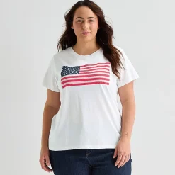 St. John's Bay Womens Plus Crew Neck Short Sleeve Regular Fit Graphic T-Shirt