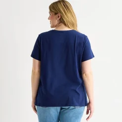St. John's Bay Womens Plus Crew Neck Short Sleeve Regular Fit Graphic T-Shirt