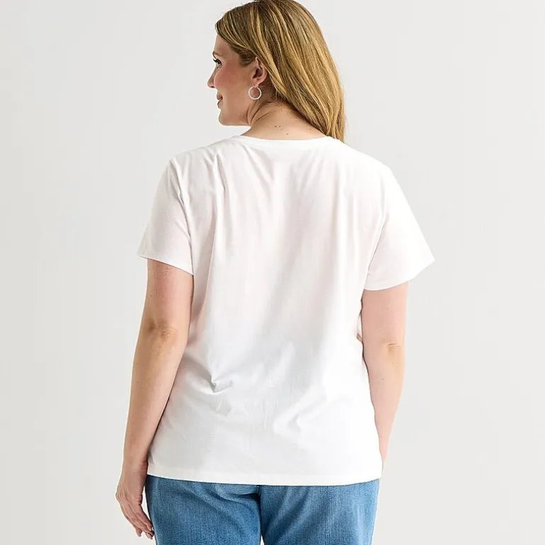 St. John's Bay Womens Plus Crew Neck Short Sleeve Regular Fit Graphic T-Shirt
