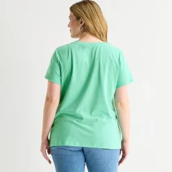 St. John's Bay Womens Plus Crew Neck Short Sleeve Regular Fit Graphic T-Shirt