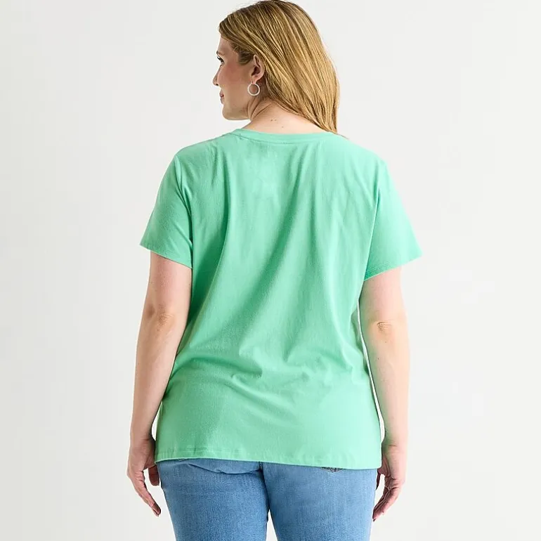 St. John's Bay Womens Plus Crew Neck Short Sleeve Regular Fit Graphic T-Shirt