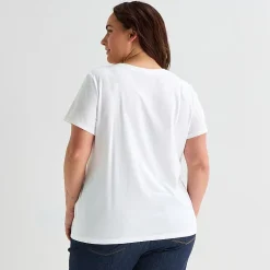 St. John's Bay Womens Plus Crew Neck Short Sleeve Regular Fit Graphic T-Shirt
