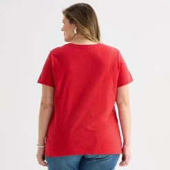 St. John's Bay Womens Plus Crew Neck Short Sleeve Regular Fit Graphic T-Shirt