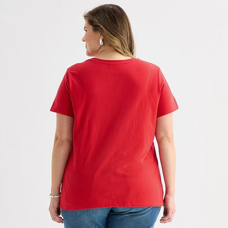 St. John's Bay Womens Plus Crew Neck Short Sleeve Regular Fit Graphic T-Shirt