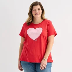 St. John's Bay Womens Plus Crew Neck Short Sleeve Regular Fit Graphic T-Shirt