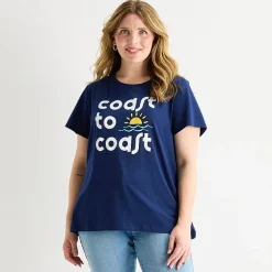 St. John's Bay Womens Plus Crew Neck Short Sleeve Regular Fit Graphic T-Shirt