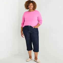 St. John's Bay Womens Plus Crew Neck Long Sleeve T-Shirt