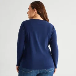 St. John's Bay Womens Plus Crew Neck Long Sleeve T-Shirt