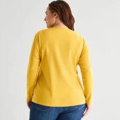 St. John's Bay Womens Plus Crew Neck Long Sleeve T-Shirt