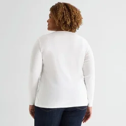 St. John's Bay Womens Plus Crew Neck Long Sleeve T-Shirt