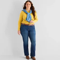 St. John's Bay Womens Plus Crew Neck Long Sleeve T-Shirt